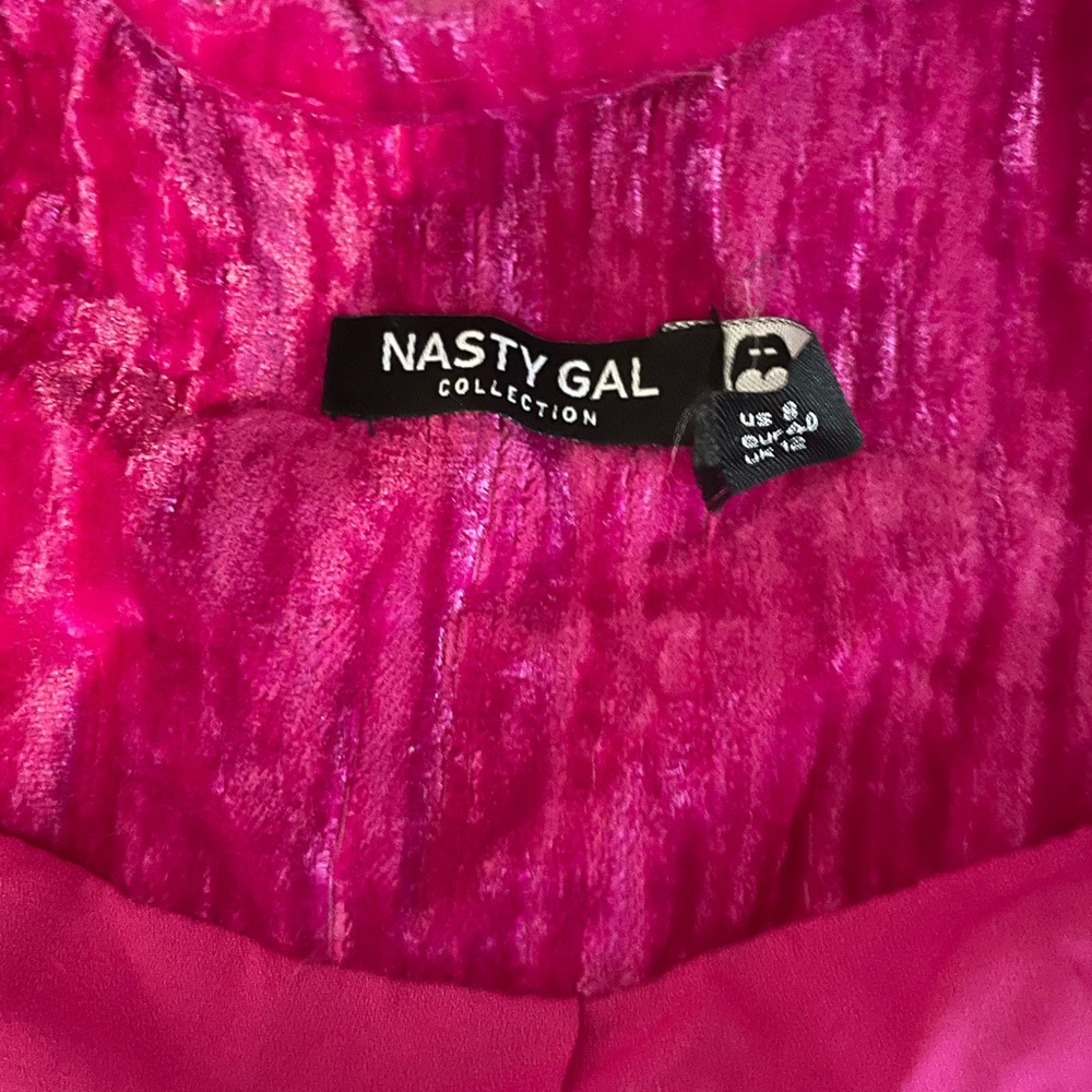Nasty Gal Fuchsia Crushed Velvet Oversized Blazer - Pink - Picture 9 of 11